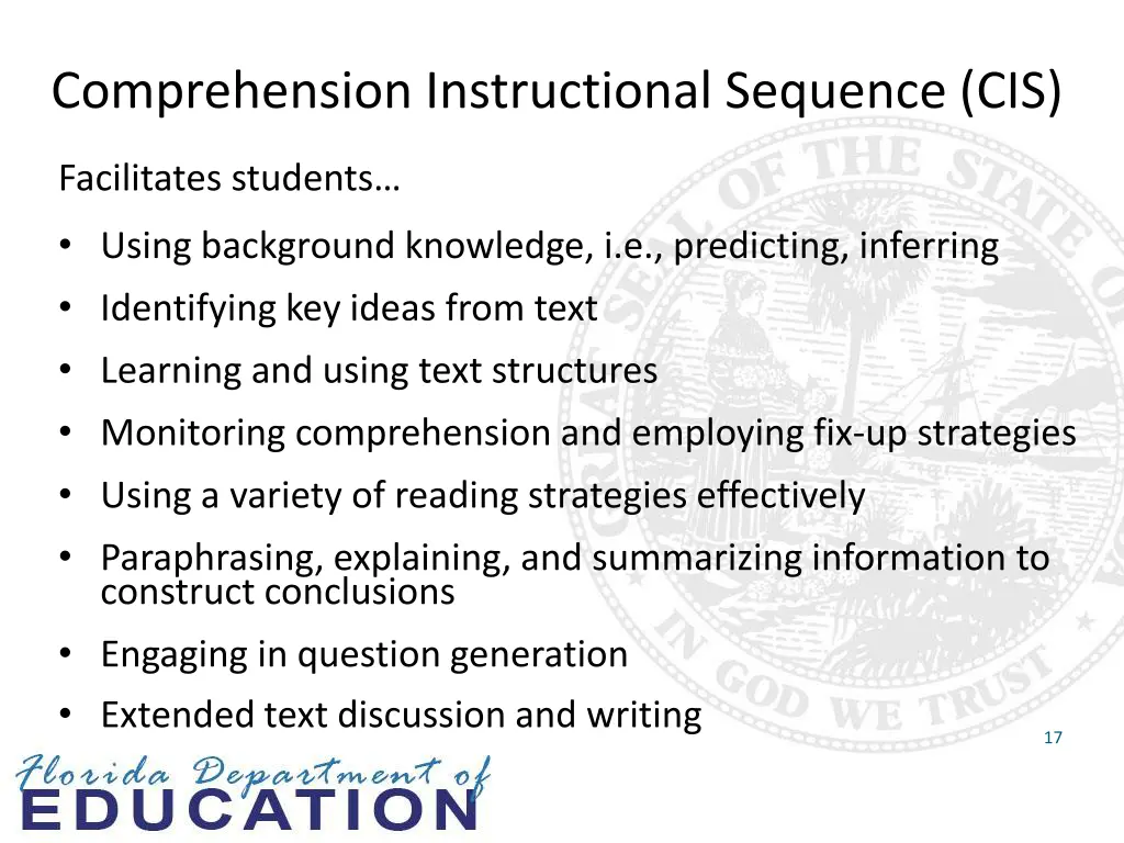 comprehension instructional sequence cis
