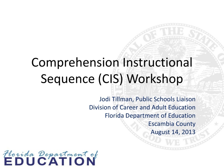 comprehension instructional sequence cis workshop