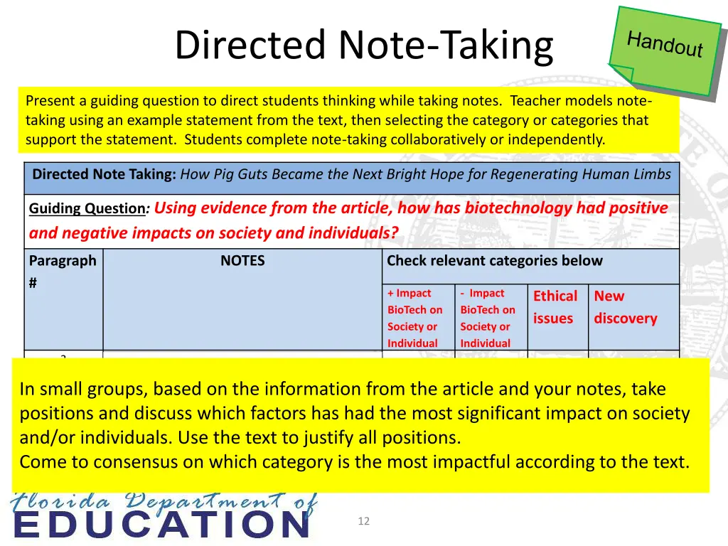 directed note taking