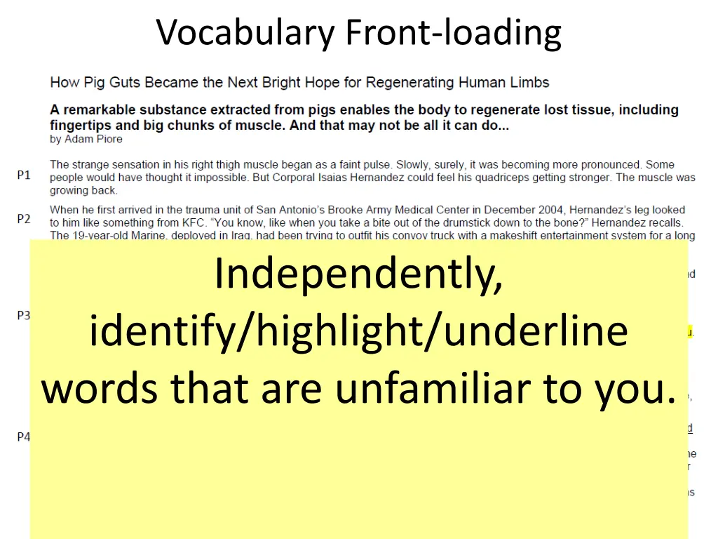 vocabulary front loading