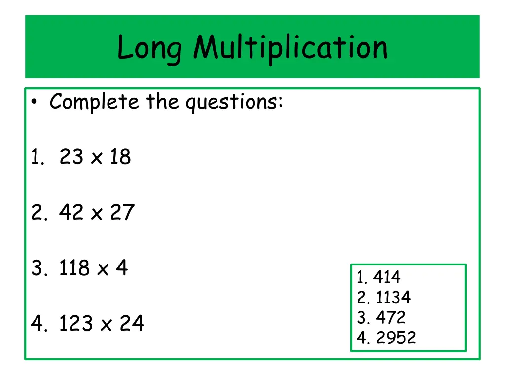 long multiplication 1