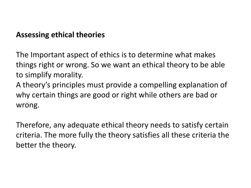 assessing ethical theories