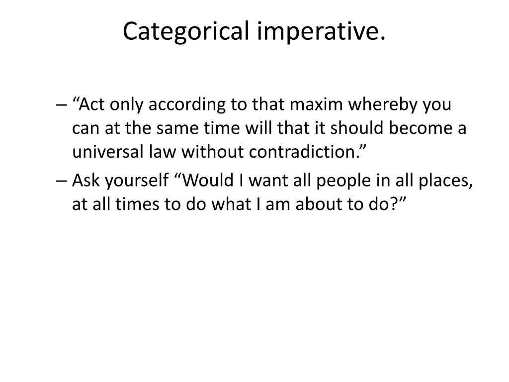 categorical imperative