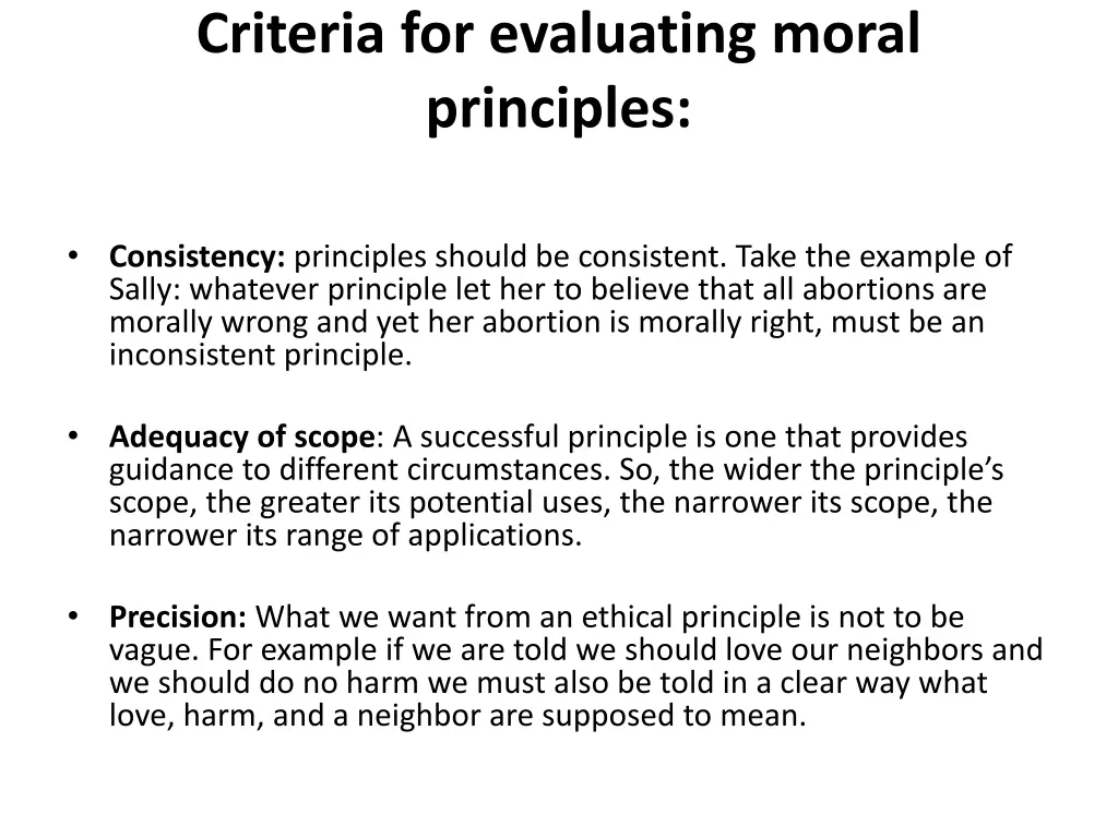 criteria for evaluating moral principles