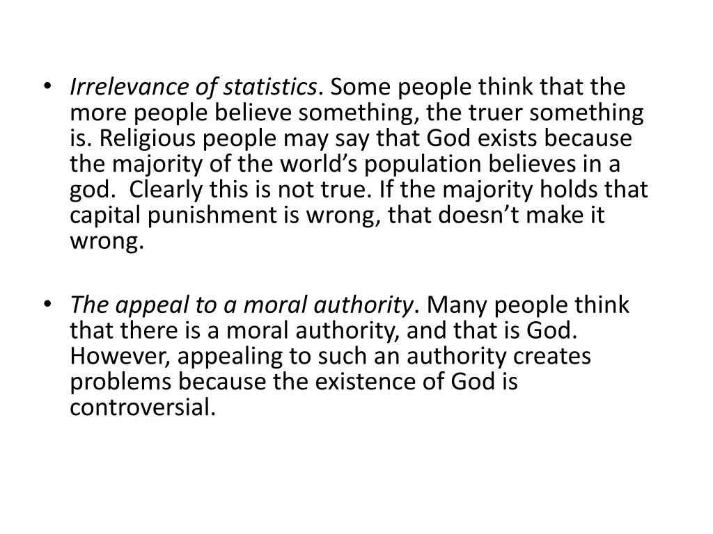 irrelevance of statistics some people think that