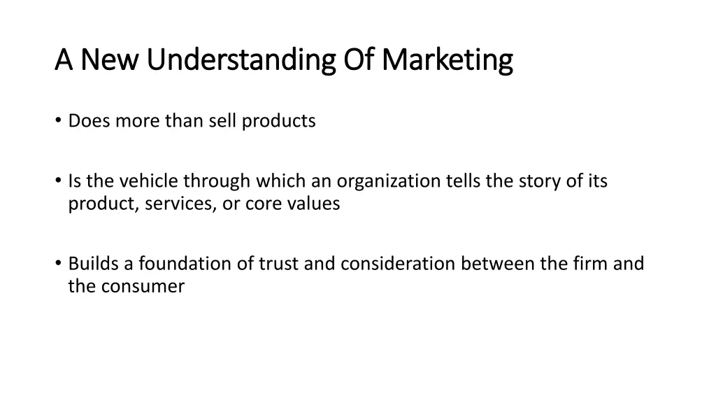 a new understanding of marketing