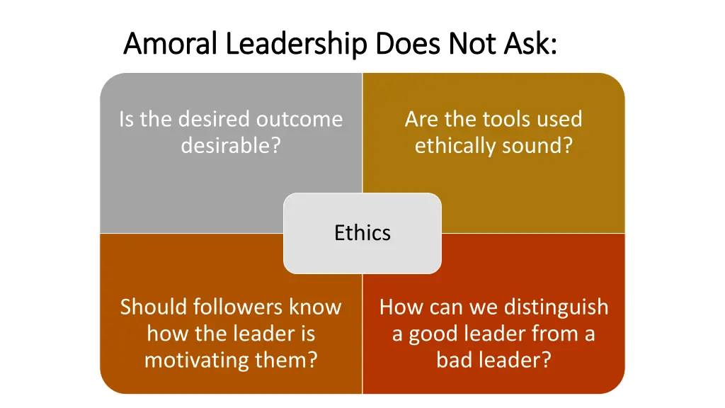 amoral leadership does not ask amoral leadership