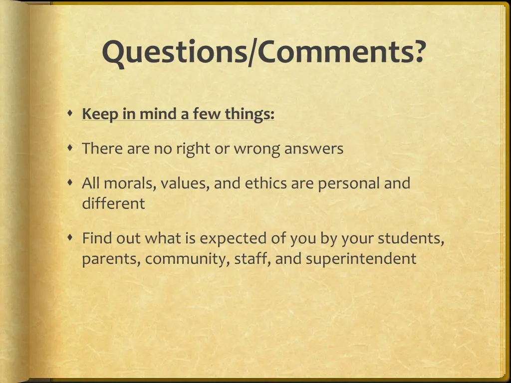questions comments