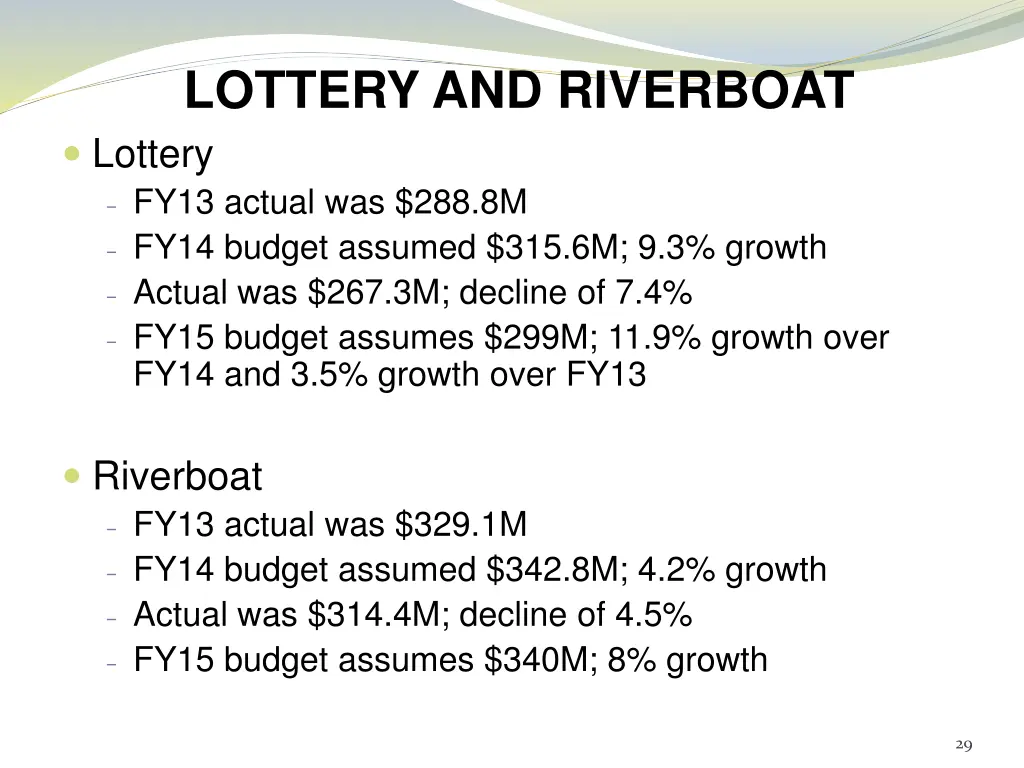 lottery and riverboat lottery fy13 actual