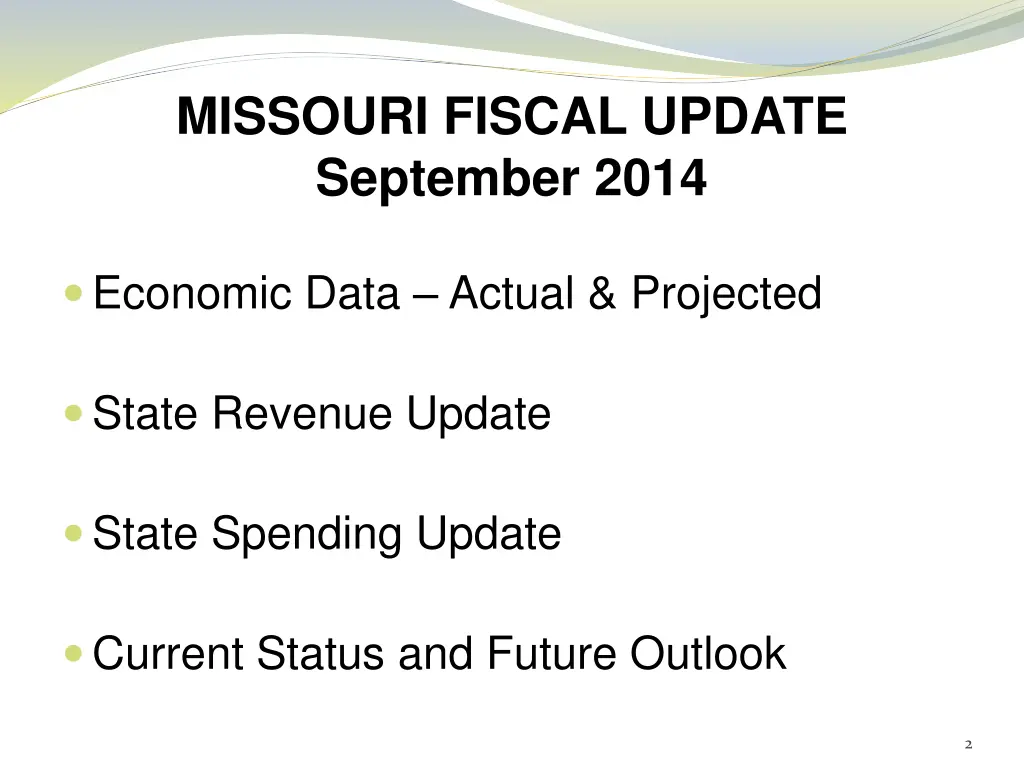 missouri fiscal update september 2014