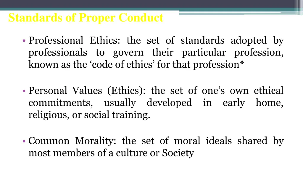 standards of proper conduct