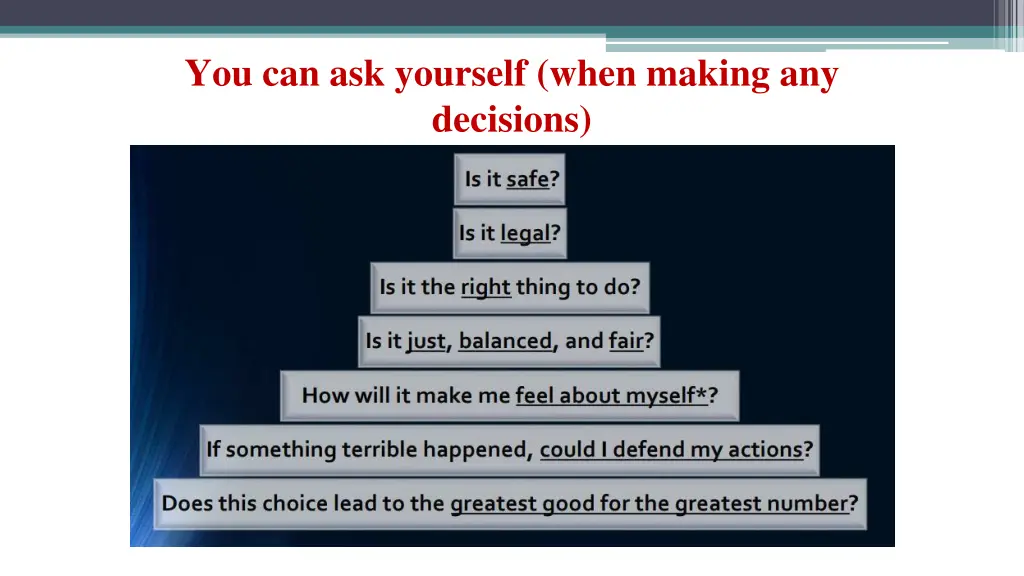 you can ask yourself when making any decisions