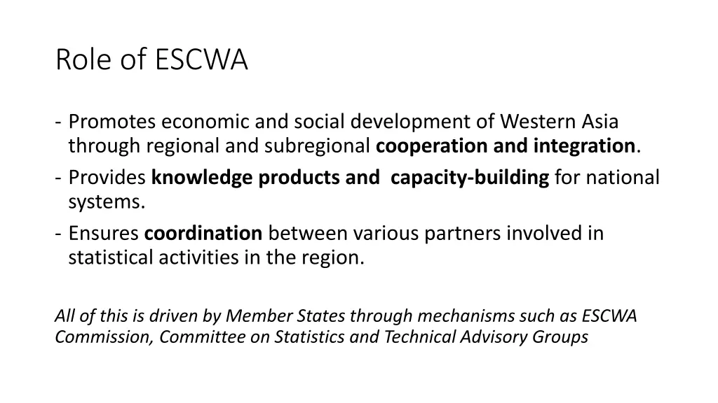 role of escwa