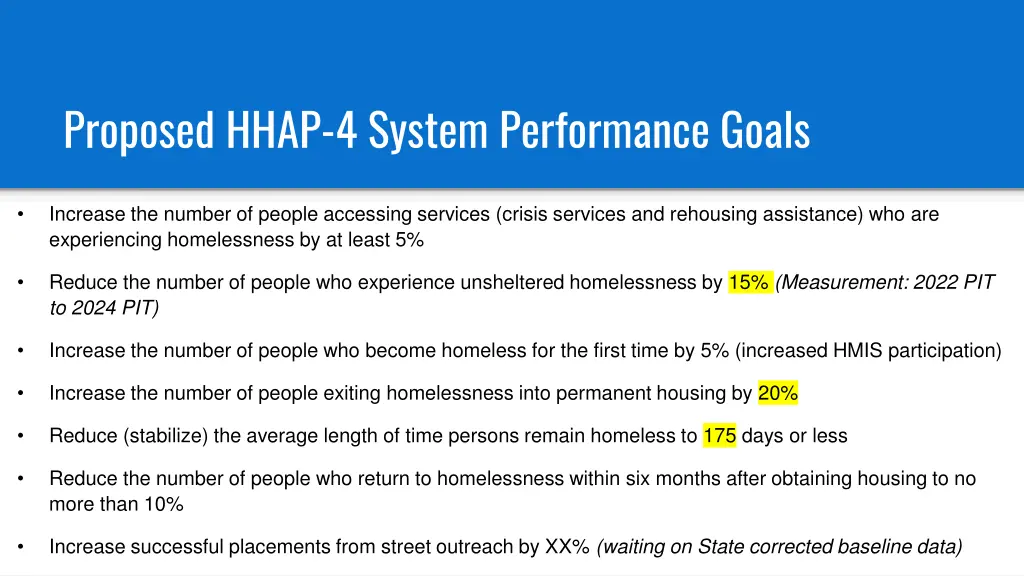 proposed hhap 4 system performance goals