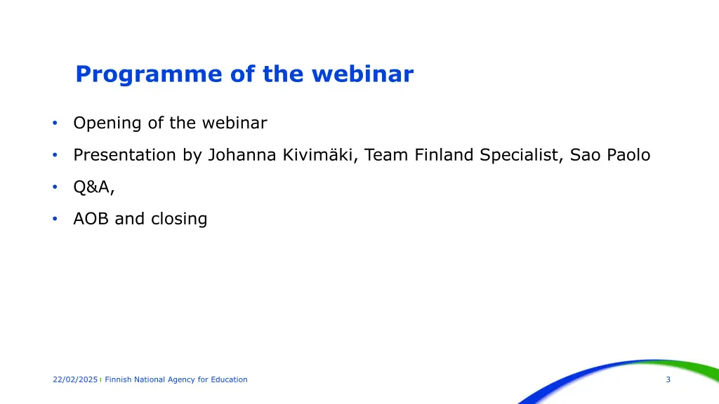 programme of the webinar