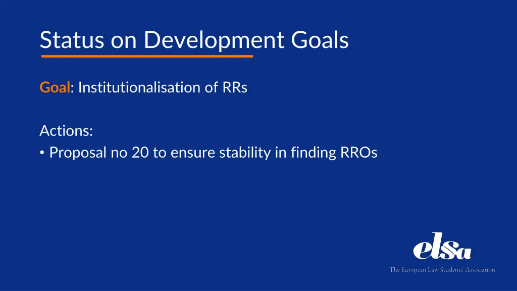 status on development goals 2