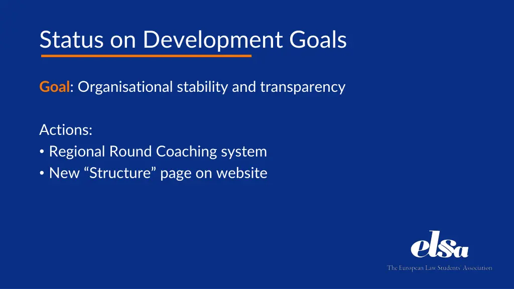 status on development goals