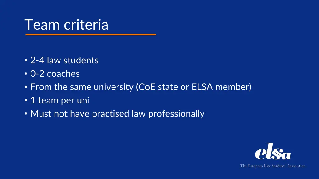 team criteria