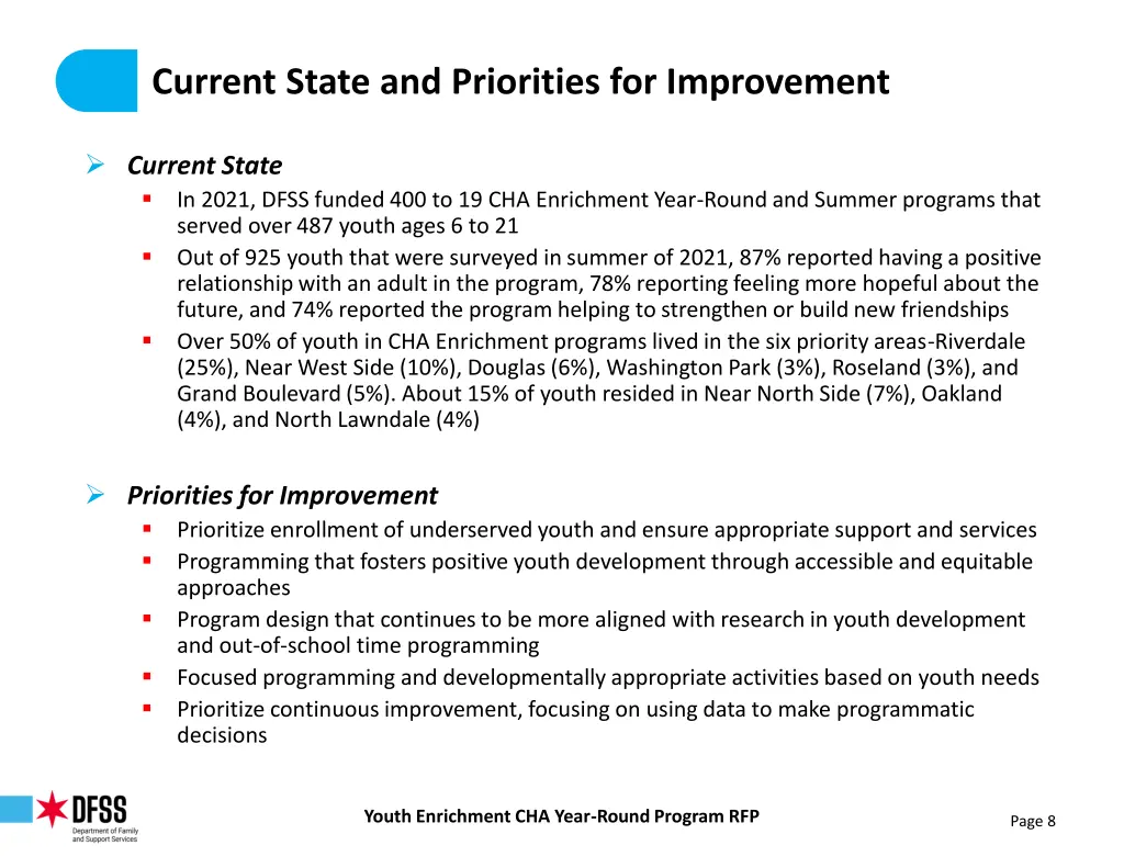 current state and priorities for improvement
