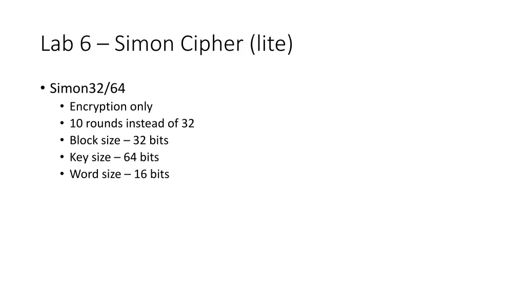 lab 6 simon cipher lite