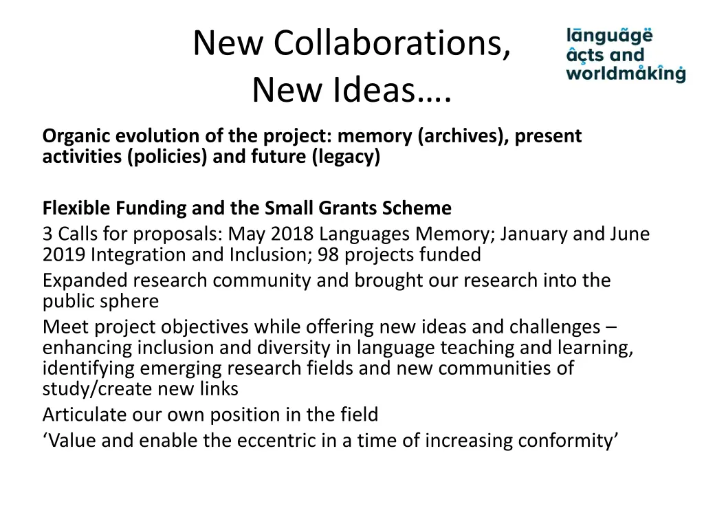 new collaborations new ideas