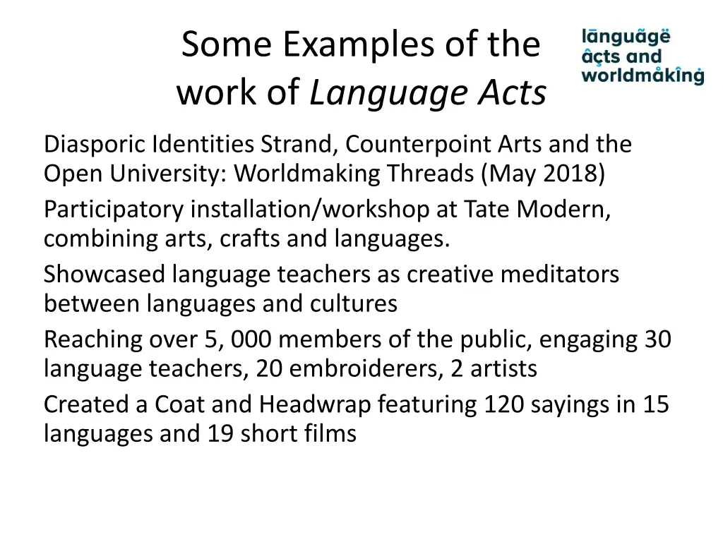 some examples of the work of language acts 2