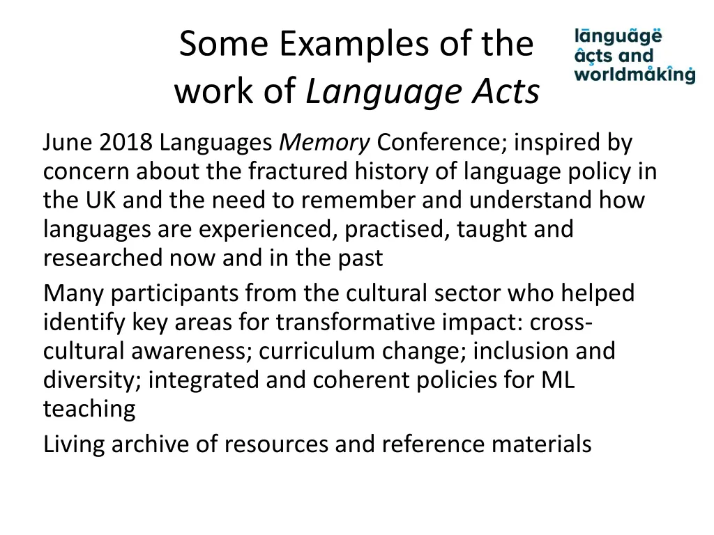 some examples of the work of language acts