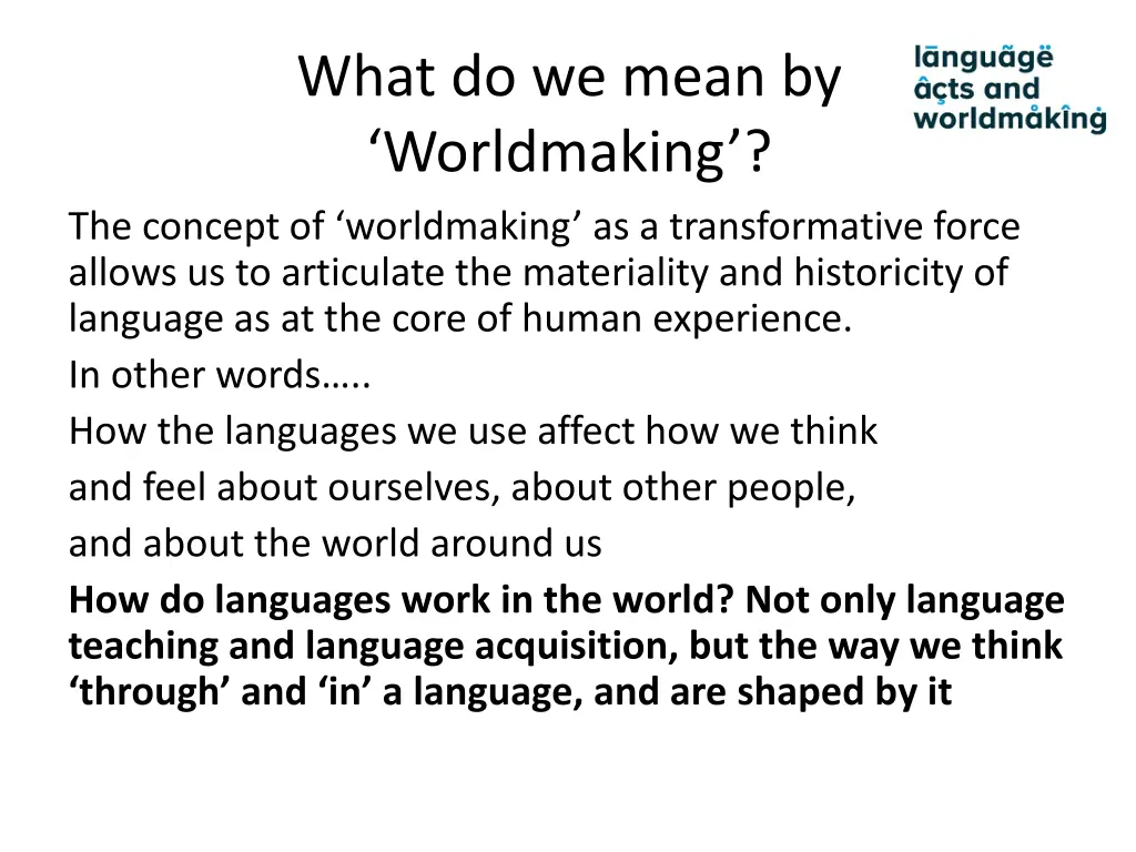what do we mean by worldmaking the concept