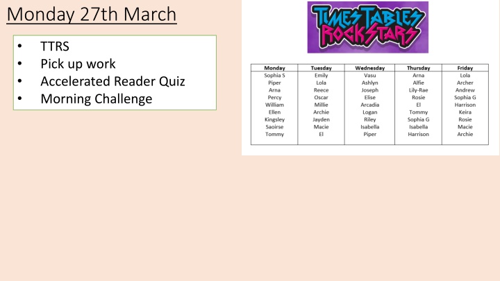 monday 27th march