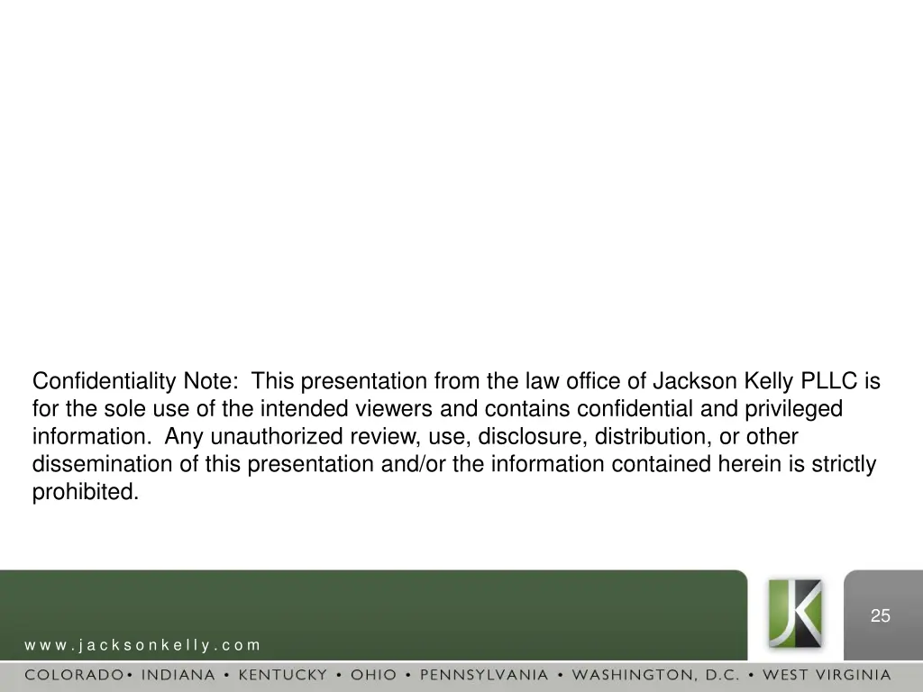 confidentiality note this presentation from