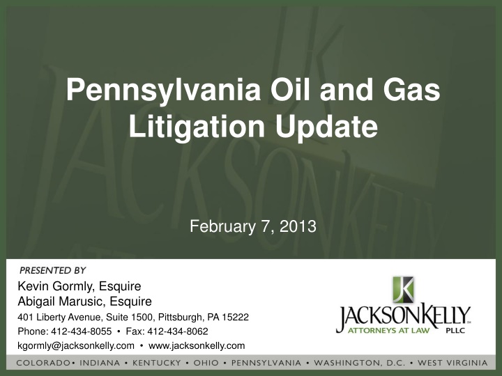 pennsylvania oil and gas litigation update