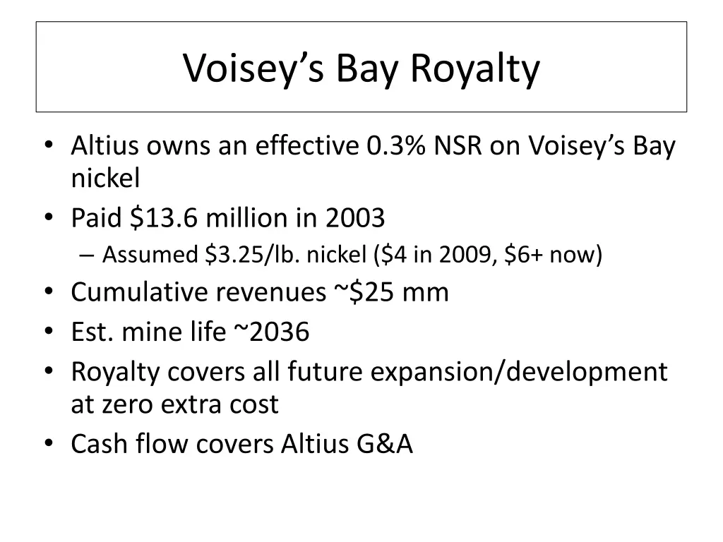 voisey s bay royalty
