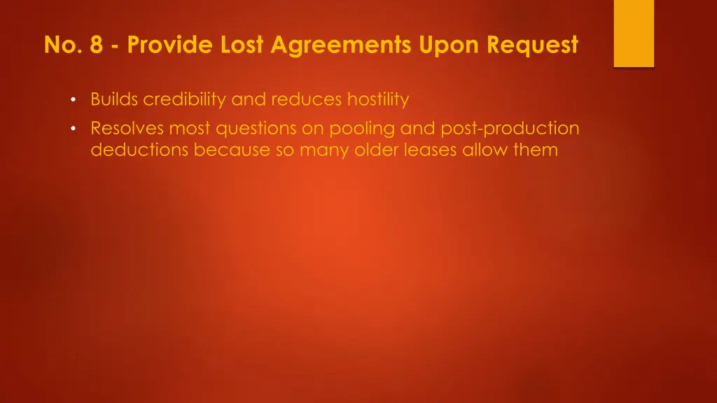 no 8 provide lost agreements upon request