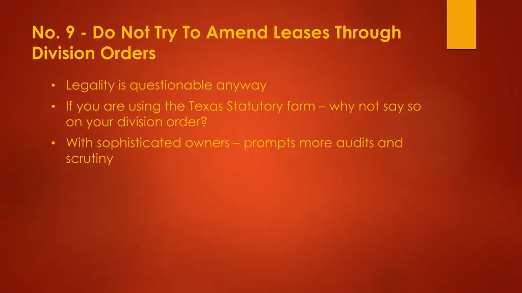 no 9 do not try to amend leases through division