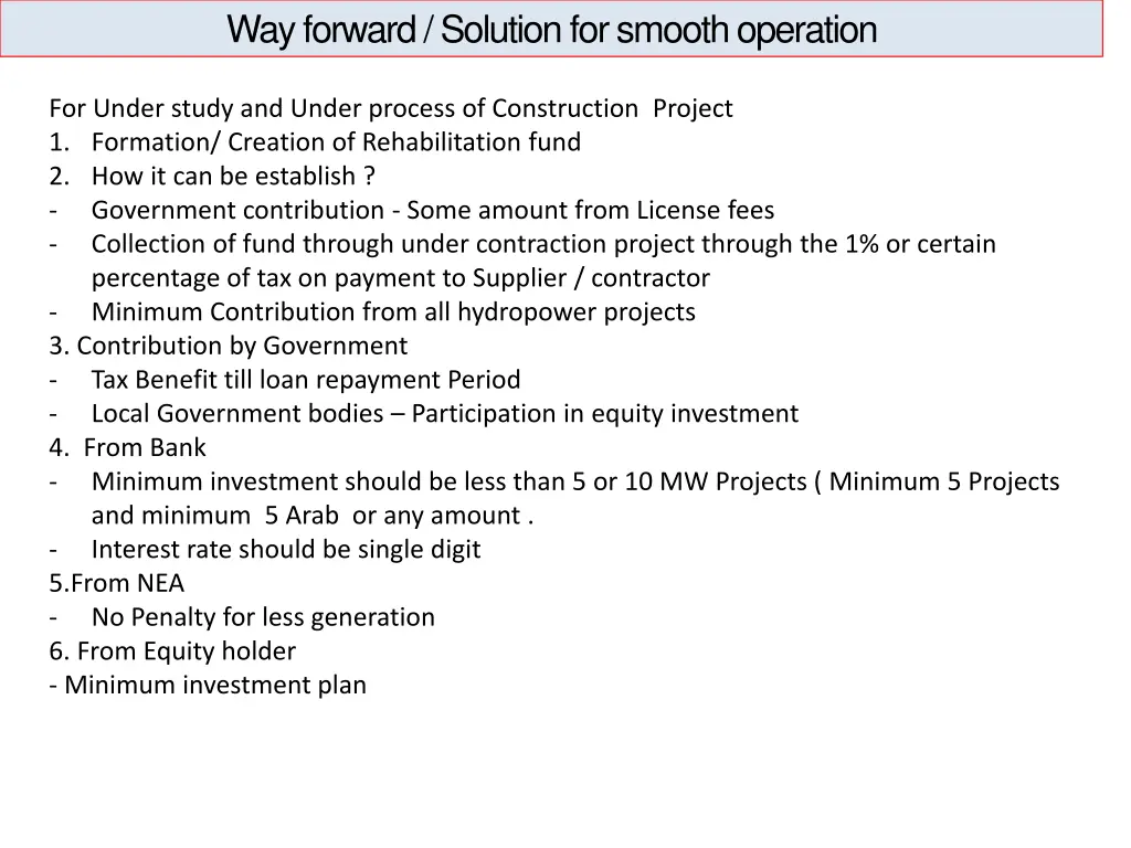way forward solution for smooth operation 1