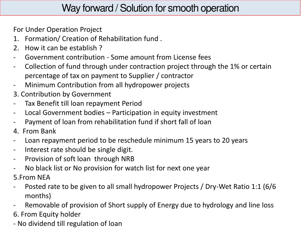 way forward solution for smooth operation