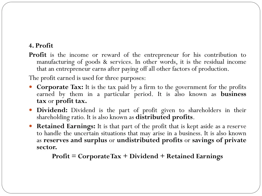 4 profit profit is the income or reward
