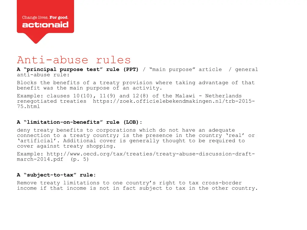 anti abuse rules a principal purpose test rule