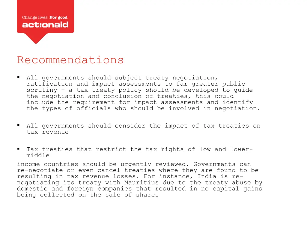 recommendations