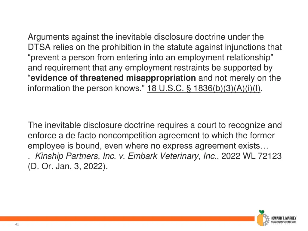 arguments against the inevitable disclosure