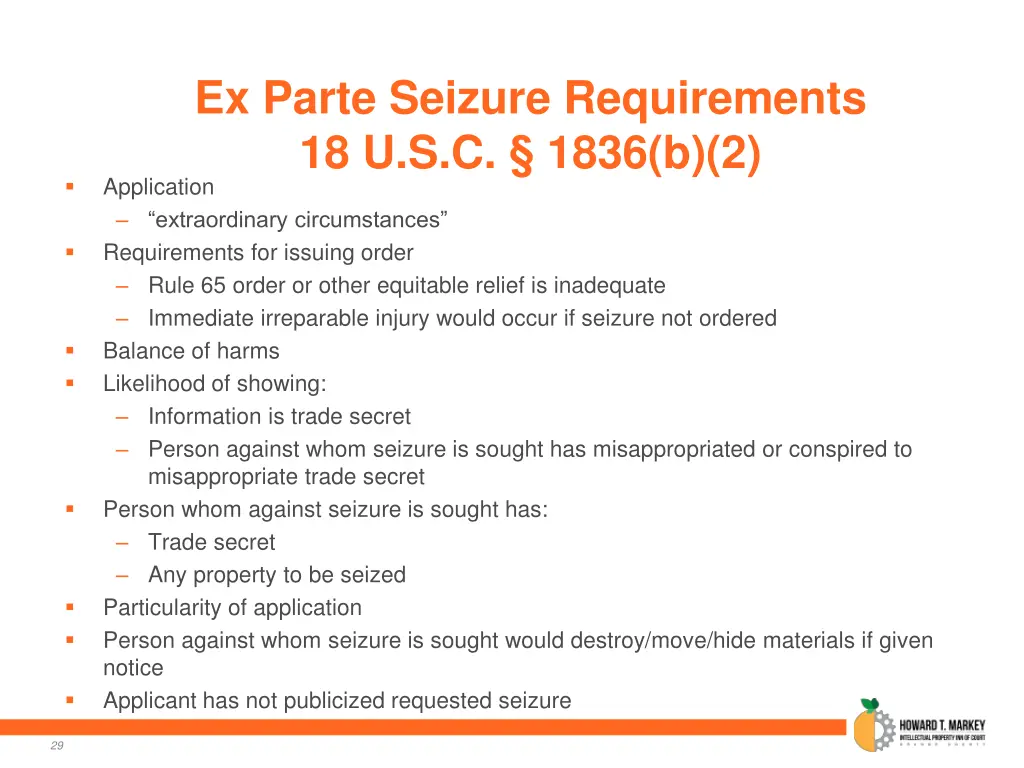 ex parte seizure requirements 18 u s c 1836