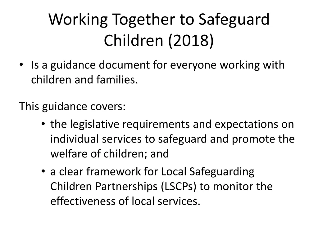working together to safeguard children 2018