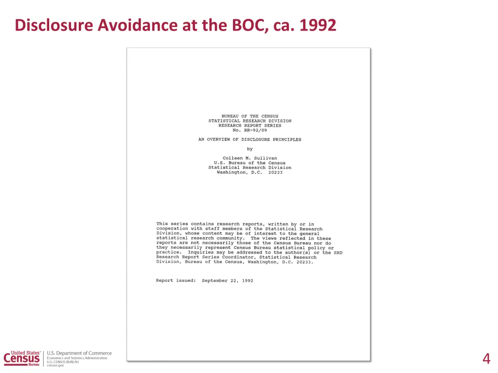 disclosure avoidance at the boc ca 1992