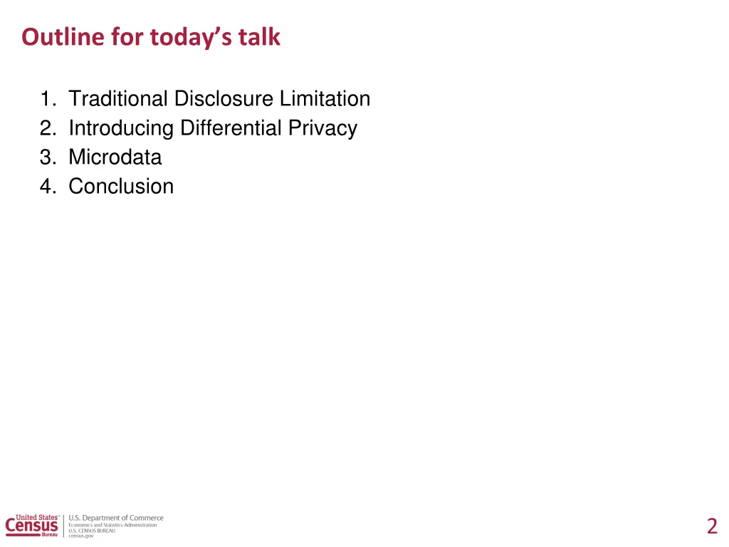outline for today s talk