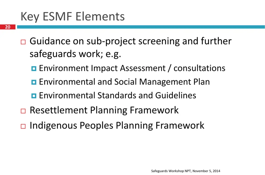 key esmf elements