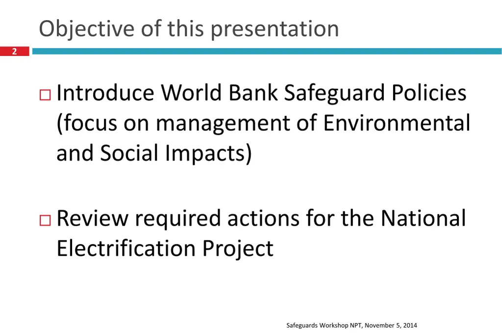 objective of this presentation