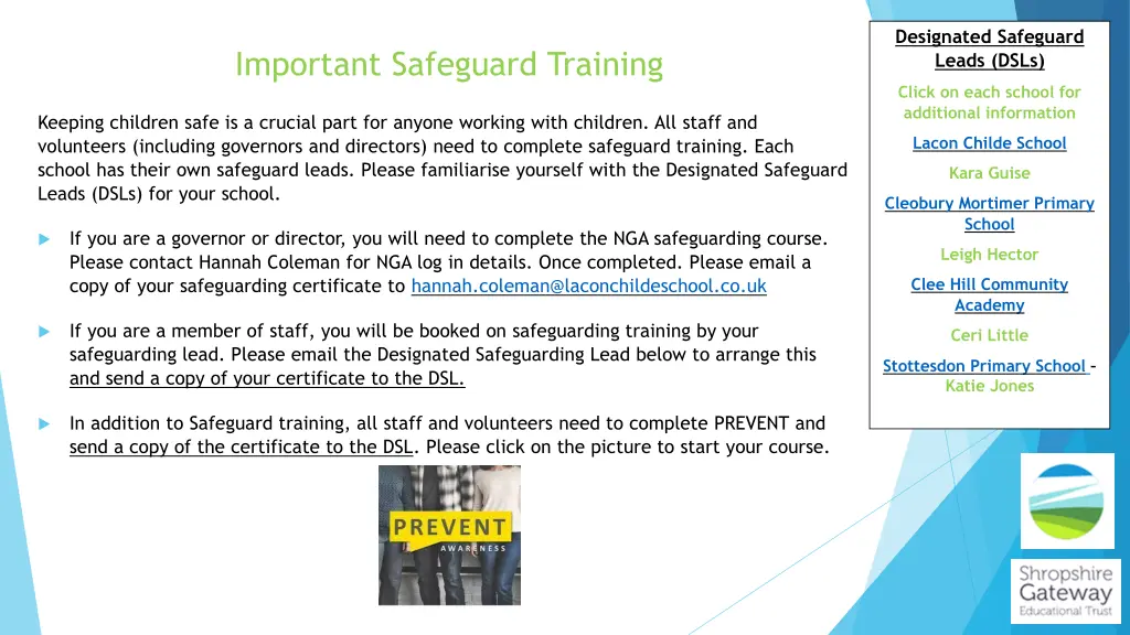 designated safeguard leads dsls
