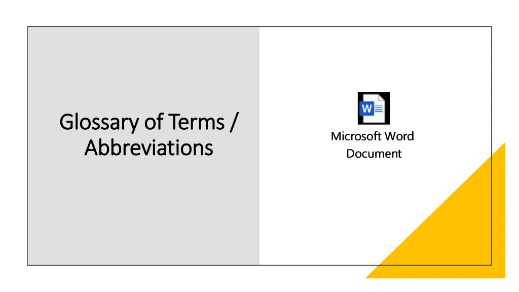 glossary of terms glossary of terms abbreviations