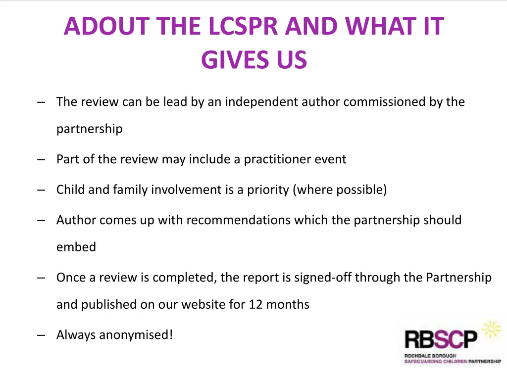 adout the lcspr and what it gives us