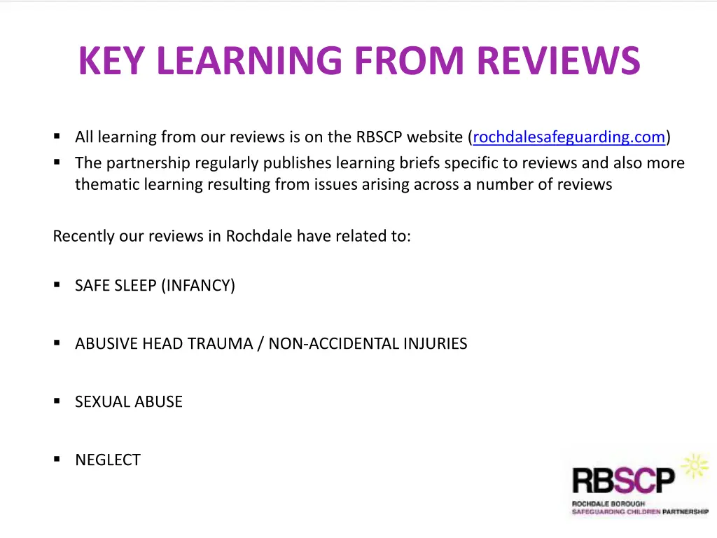key learning from reviews